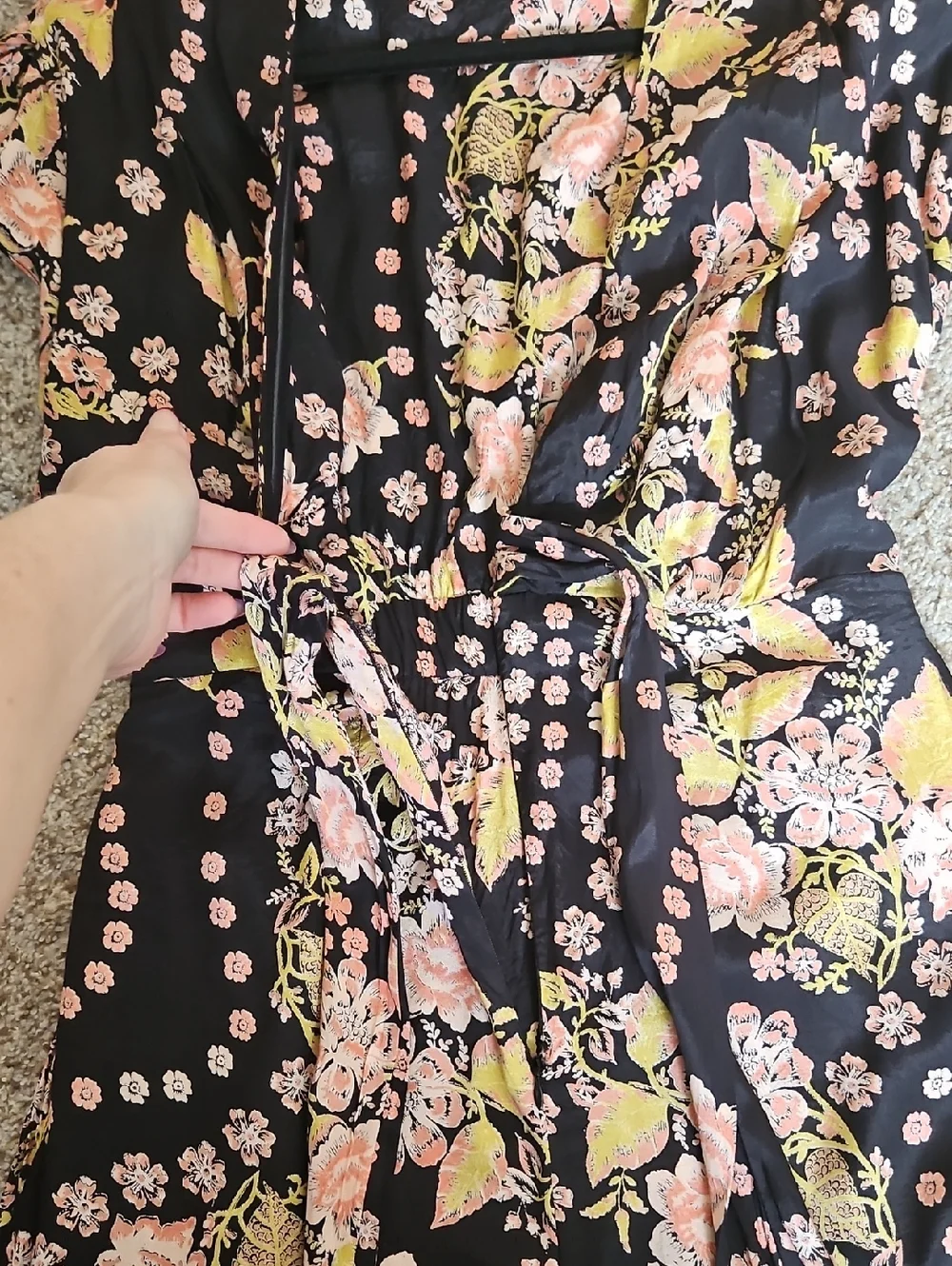 Free People Black Floral Tie-Front Jump Suite. - Picture 13 of 13